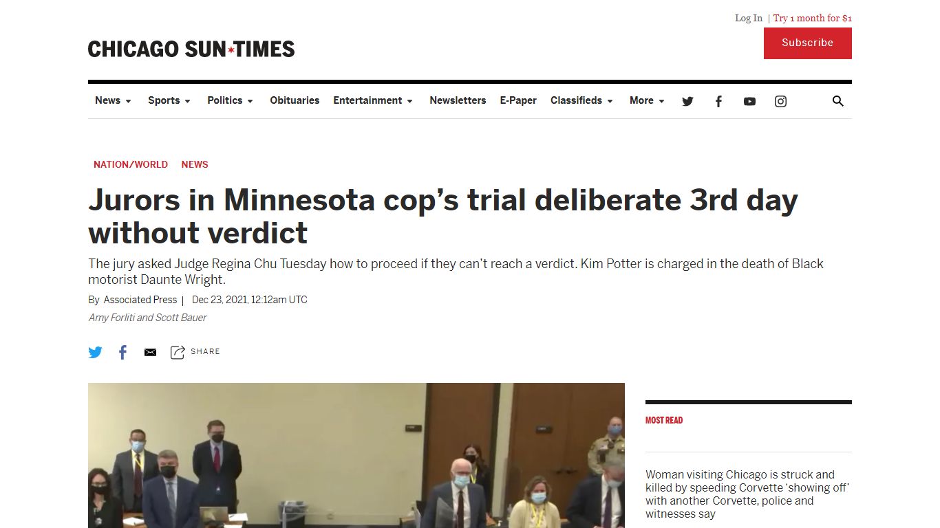 Jurors in Minnesota cop’s trial deliberate 3rd day without verdict
